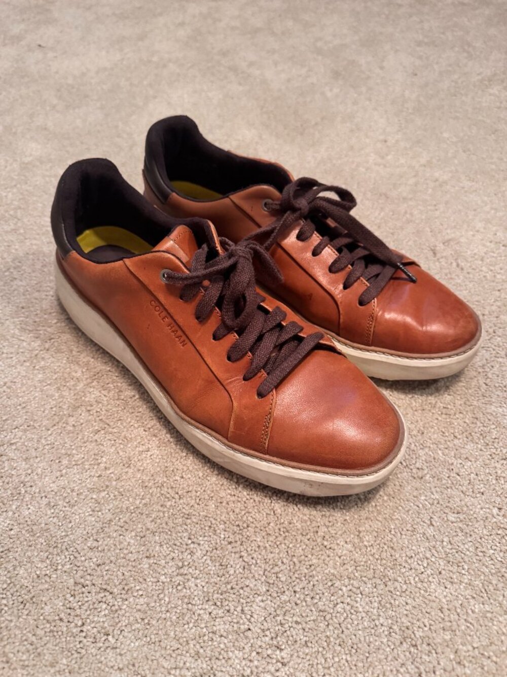 Cole Haan Grand Series Leather Sneakers – British Tan – Men's 10.5